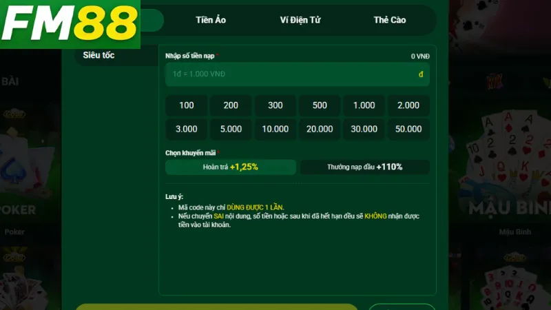 Hướng dẫn nạp tiền Fm88 an toàn